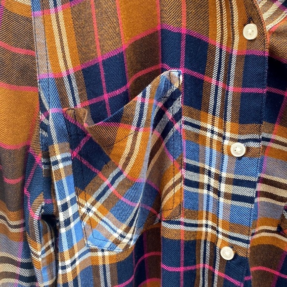 Lucky Brand Womens small plaid pocket long sleeve split back blue shirt - Picture 5 of 6